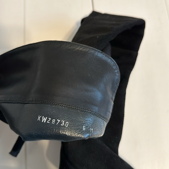 Stuart Weitzman Boots Tall Pull On Suede Leather High Heeled Boot Black Size 6 - Picture 6 of 8